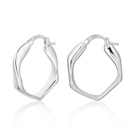 ALEXCRAFT Gold Silver Earrings Small Hoop Earrings Women's Hypoallergenic Silver 925 Earrings Chunky Small Hollow Hoop Earrings Thick Oval Hoop Earrings Huggie Hoop Earrings Chunky Hoop Earrings