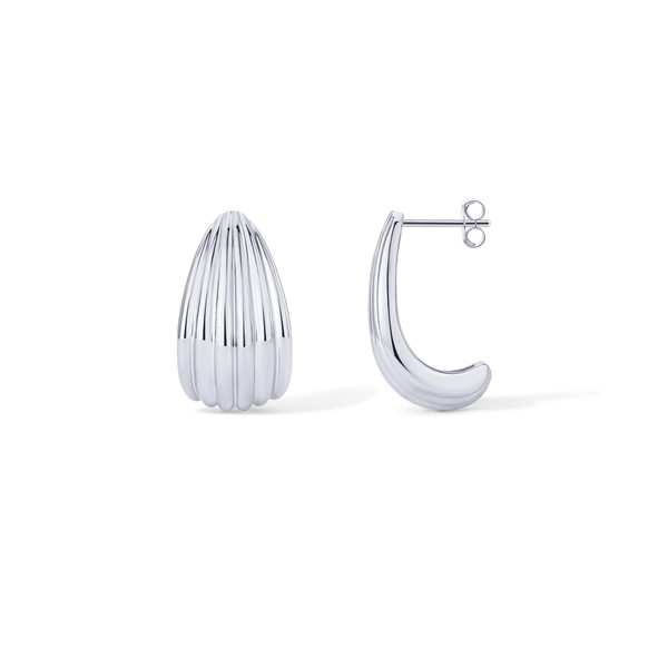 PAVOI Rhodium Plated Chunky Seashell Drop Stud Dangle Earrings for