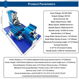 INTSUPERMAI Mini Metal Lathe Machine DIY Mini Metal Wood Turning Lathe Machine for Woodworking Craft Soft Metals Plexiglass Plastic