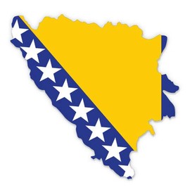 Bosnia and Herzegovina Map Flag Country Shape - 12" Vinyl Sticker Waterproof Decal