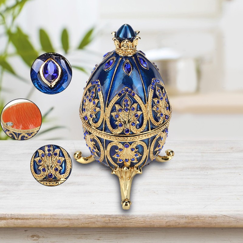 European Style Shiny Artificial Diamond Easter Egg Metal Crafts Jewelry