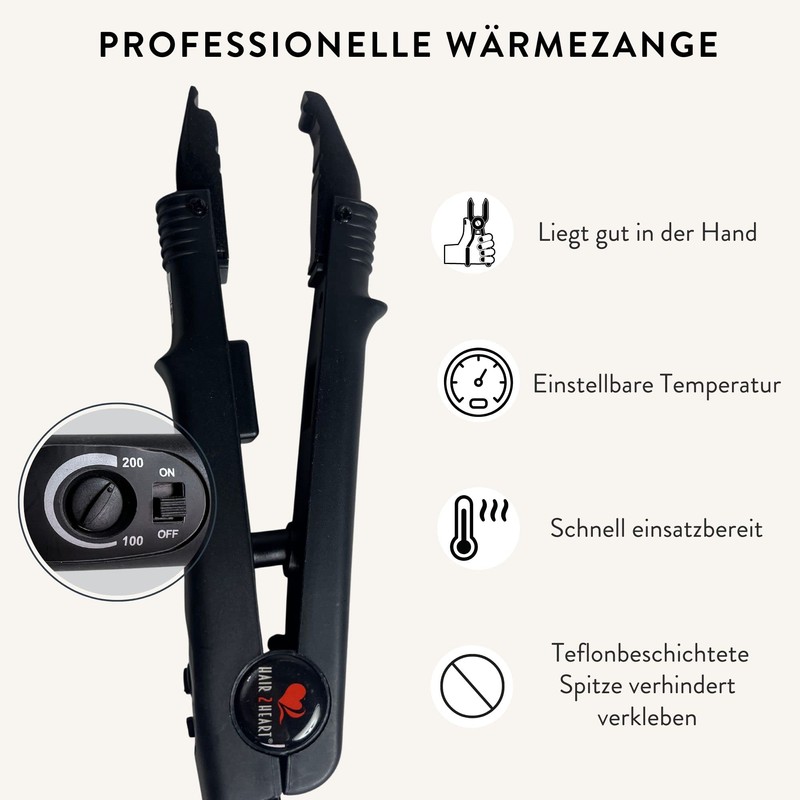 Just Beautiful Hair heating tongs for bonding extensions, connector U-tip