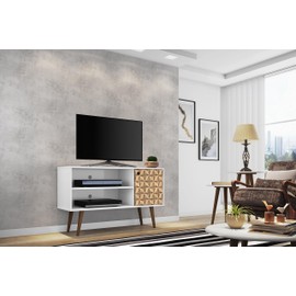 Manhattan Comfort Liberty Entertainment Center, Mid-Century Modern TV Stand with Cabinet Storage and Shelves