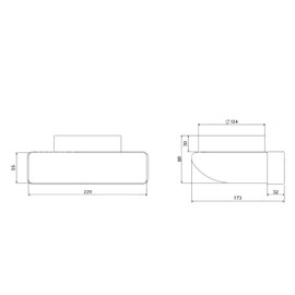 H&C VENT PVC deflection piece for flat duct, 125 mm diameter to 55 x 220 mm, pipe to flat duct adapter for cooker hood, ventilation duct, pipe connector for rectangular suction hose and exhaust hose