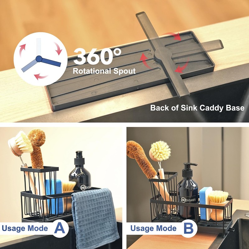 HomeUp Carbon Steel Kitchen Sink Caddy Rustproof Self Draining Sponge