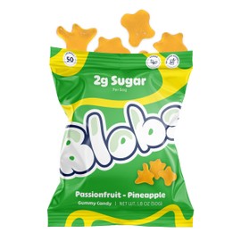 Blobs Healthy Gummy Candy - Low Sugar, Low Calorie Gummies - Vegan, Gluten Free, No Sugar Alcohols - 1.8 oz per bag (Pack of 6) - Pineapple Passionfruit