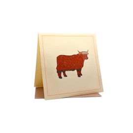Highland Cow Tweed Tartan Wool Fabric Silhouette Scottish Scotland Greeting/Birthday Card