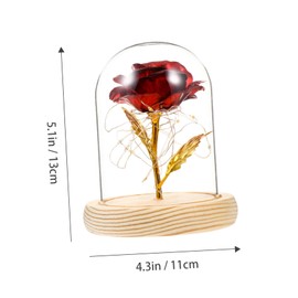 iplusmile Gold Foil Rose Glass Dome Small Retro Style Decorative Table Ornament Unique Luxury Red Floral Accent for Home and Office Decor