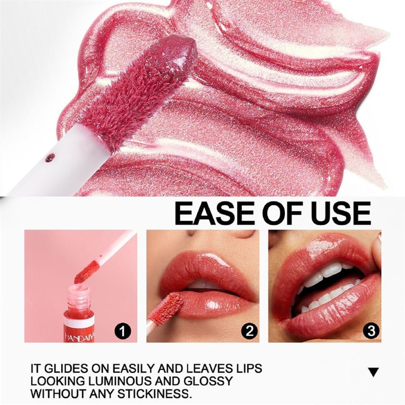 2pc Lip Plumping Gloss, Fine Glitter Pearl Lip Glaze, Long-Lasting