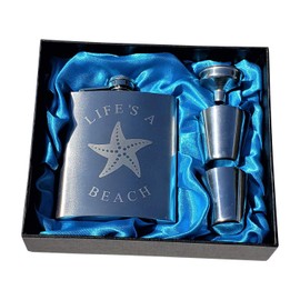 Palm City Products Beach Starfish Flask - 7 oz Flask Gift Set