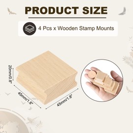 PATIKIL 45x45mm Wooden Stamp Block, 4 Pcs Blank Rubber Stamp Mounts Wooden Rubber Beech Hard Wood Blocks for Making DIY Crafting, Wood Color