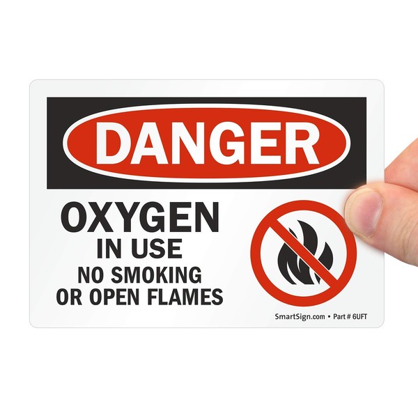 SmartSign-U9-1266-ND "Danger - Oxygen In Use, No Smoking Or Open