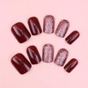 Press on Nails Simple Cute Short Square French Tip Sparkling