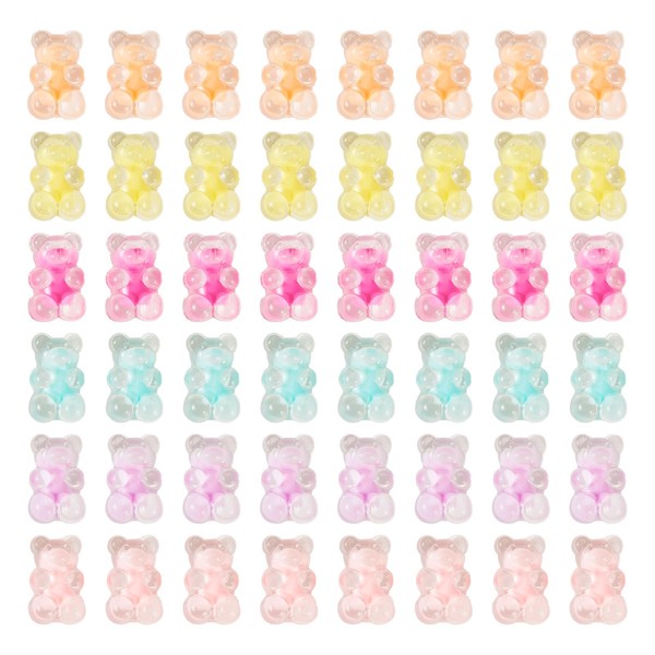 Cheriswelry Gummy Bear Acrylic Beads Transparent Colorful Bear Loose Bead