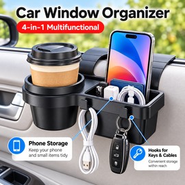 Car Cup Holder & Phone Organizer for Side Door Storage – Black Hanging Pocket Tray for Vehicle Interior Accessories