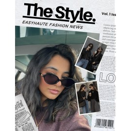 EASYHAUTE Retro Oval Sunglasses for Women, Small Round Sun Glasses Trendy Sunnies with UV400 Protection Vintage Miu-Inspired 90sY2K Shades Outdoor (Coffee-Tea)