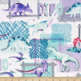 Shannon Digital Minky Cuddle T-Rex Bellflower, Fabric by the Yard