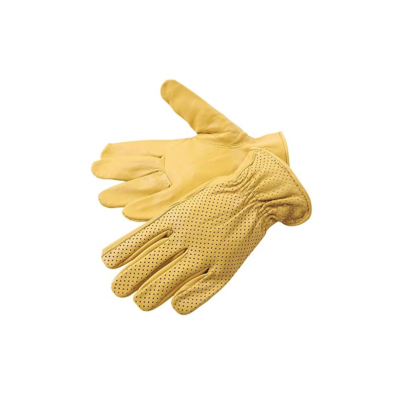 Degner WL962MA Washable Deer Skin Leather Mesh Gloves, Tan M,