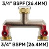 Brass Tap Two Way Splitter Manifold With Valves 3/4" BSP