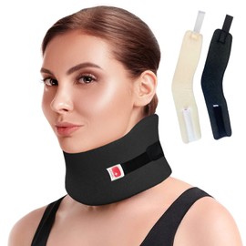 Azmec Universal Narrow Neck Brace Support - Soft Foam Cervical Collar - Adjustable Velcro Strap For Neck Sprain Relieves Pain and Pressure Stabilizes Vertebrae For Men or Woman (2" Inch Black)