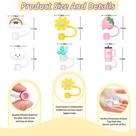 ZIZAISM Straw Cover for Reduce Tumbler 40 oz, 50 oz, 24 oz, Silicone Straw Covers Cap for 10mm Straw, Reusable, BPA Free - 6PCS