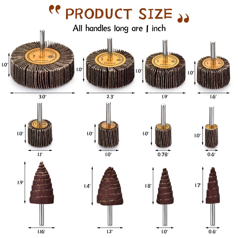 Abrasive Flap Wheel Sander Set, 48 Pcs Drill Sanding Attachment,