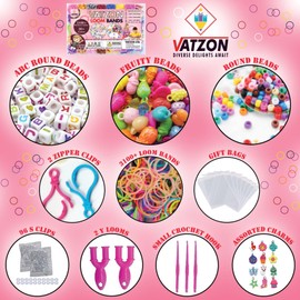 Vatzon Loom Band Kit - Loom Bands Starter Kit Include 3100+ Rubber Bands with 30 Unique Color Friendship Bracelet Making Kit Contain Everything for Fun
