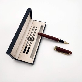 Accod High-grade Redwood Ballpoint Pen Signature Pen Wooden Ballpoint Pen with Two Replaceable Refills Nice Gift for Business Partner,Colleagues and Friend-Gift Box