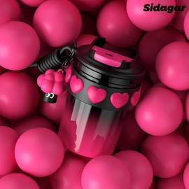 [Sidagar] 12.8oz Iced Coffee Tumbler – 316L Stainless Steel | Long-Lasting Cold Retention | Heart Silicone Sleeve | Portable, Car-Friendly Travel Cup | Cute & Reusable for Summer Commute or Outdoors dealsforyoudays:_MysticPink