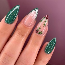 JMEOWIO Nail Foil UV Hardening Christmas Glitter French Tip UV Gel Nail Strips Nail Stickers Nail Stickers Nail Art Decoration Nail Design Accessories