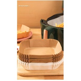 RQzaufania 200 Pcs 6.3 Inch Square Air Fryer Liners, Not-Stick Heat Resistant, Air Fryer Disposable Paper Liners Oil-Proof, Water-Proof, Parchment Sheet for Baking, Roasting