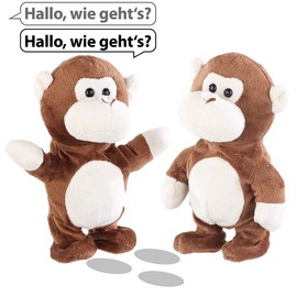 Playtastic Plush Toy: Set of 2 Talking Plush Monkeys with Microphone Talking to 22 cm (Monkey Moving Toy, Laber Animal Monkey, Gift Ideas)