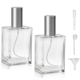 Yerpkefey 50ml/1.7 Oz Glass Spray Bottle Perfume Atomizer,Travel Refillable Perfume Bottles Empty Classic Spray Bottle 2Pack (Silver, 50ml)