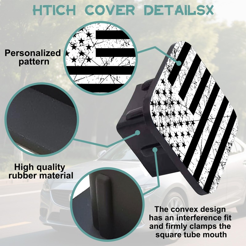 Trailer Hitch Cover American Flag Square 2 Inch Receiver Tube