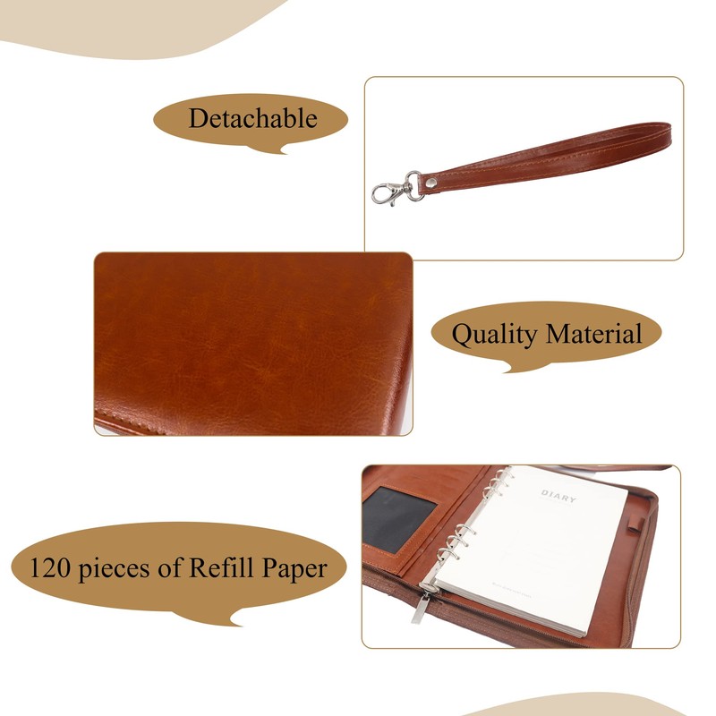 GraduationMall A5 Writing Case with Ring Binder Zip Portfolio Clipboard