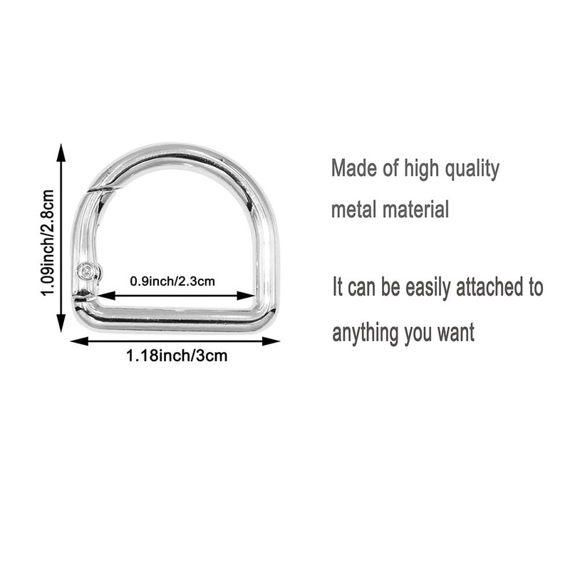 Metal D Ring Carabiner Clip,Spring Key Hooks,Hardware Bags Ring,Hand DIY