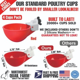 Phoenix 4 Chicken Automatic Watering Cups Poultry Drinker Waterer Chicken Duck Quail Hen