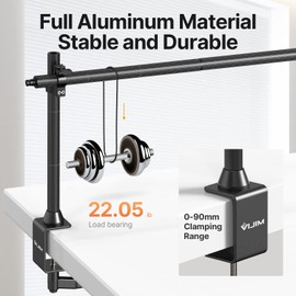 jusmo LS15 Desk Overhead Camera Mount Rig Top-Down Shots, Professional Aluminum Tabletop Multi-Device Mount Platform for Product Photography/Video Making/Picture Taking/Live Stream and More