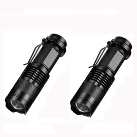 Skysted (2 Pack A300 Super Mini Bright 300LM Single Mode Zoomable Focus Pocket Flashlight,Powered by 1 x AA or 1 x 14500 Battery(Not Included)