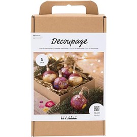 DIY Decoupage Set - Christmas Baubles - Pack of 5
