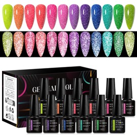 MEET ACROSS 12PCS Gel Nail Polish Set, 12 Colors Gel Nail Kit Art Design Soak Off UV LED,Nail Art Design Gifts for Women (SET-10, 12PCS)
