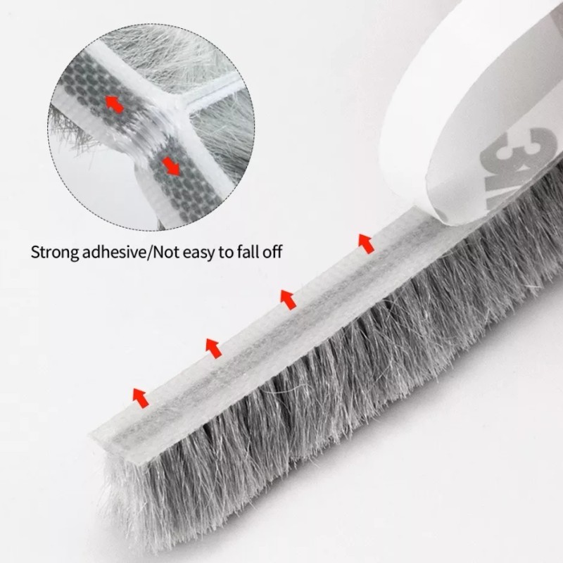 Estuchelandia 3mt Tira Sellado Cepillo Cinta Polvera Puerta Ventana 9x15mm