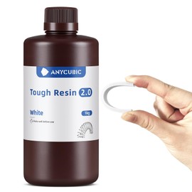 ANYCUBIC Tough 3D Printer Resin 2.0, Tough Resin with High Hardness and High Precision, 365-405nm Fast Curing 3D Resin for 4/8/12/16K LCD/DLP/SLA Resin 3D Printing (White, 1kg)