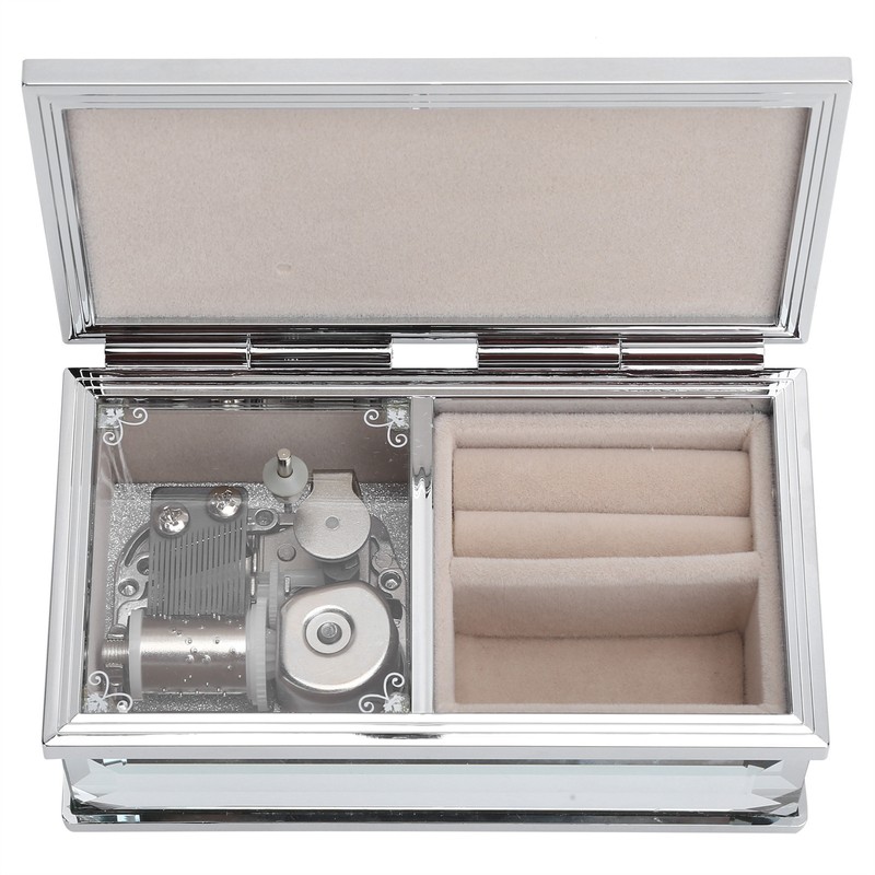 Glass Mirror Music Box Musical Jewelry Storage Case for Girlfriend