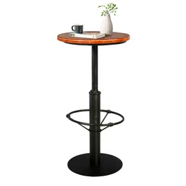 Diwhy Industrial Pub Table 19.7" Round Desktop 43.3" Height Silver Cast Iron Bar Table