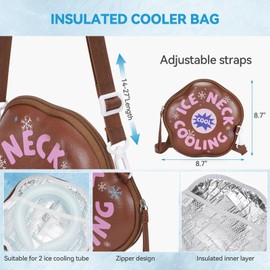 HEALSTOK 2Pcs Neck Cooling Tube with Insulated Bag, Reusable Cooler Ice Neck Ring Warps, Ice Pack for Wearable Stay Cool for Hot Weather, Summer, Outdoors, Sports, Work(Blue, White)