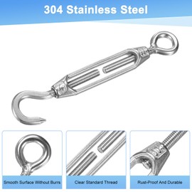 M METERXITY 4-Pack Turnbuckle Hook and Eye, M4 Stainless Steel Heavy Turnbuckles Wire Rope Tension for Cables Wire/Shade Sail Hardware/Garden Trellis, Adjustable Tension