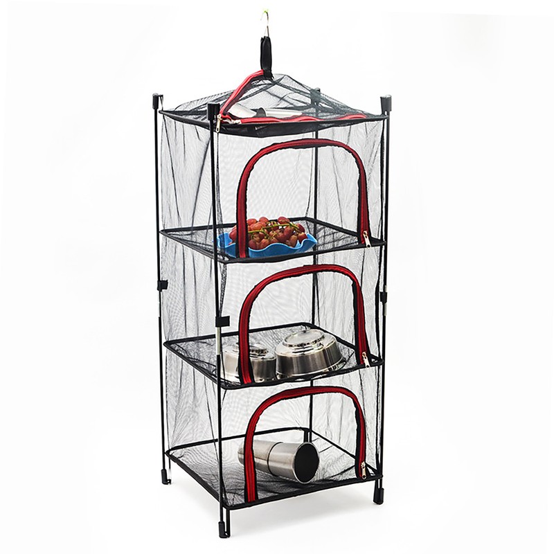 3 Layer Hanging Mesh Rack Foldable Multifunction Portable Foldable Drying