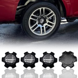 4PCS 14cm 5.5 Inch Hubcaps with US Flag Center Decal Car Truck Wheel Hub Center Caps for Sequoia Tundra 2003-2006 (17" 5 Twin Spoke Wheels) 42603-420NM-01 (Black)