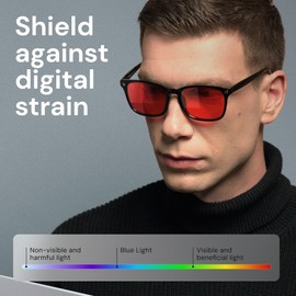 Gaoye Black with Red Lenses Blue Light Glasses for Computer & Gaming - Anti UV Ray Lenses, Scratch-Resistant & Comfort Fit